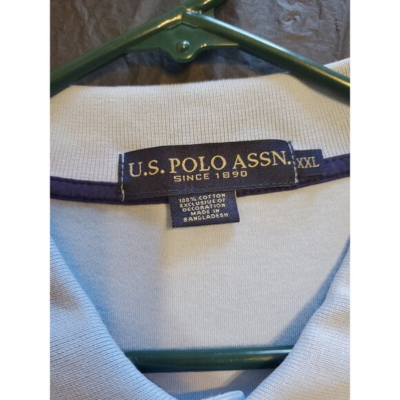 Mens Polo Shirt Xxl Short Sleeve Light Blue Collared U.S Polo 100% Cotton - Picture 6 of 9